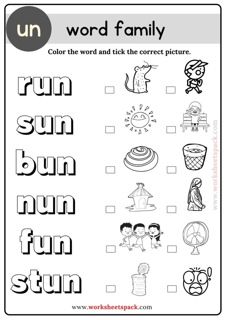 Un Family Words Coloring Exercises