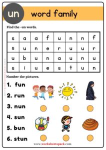 Free UN Word Family List - worksheetspack