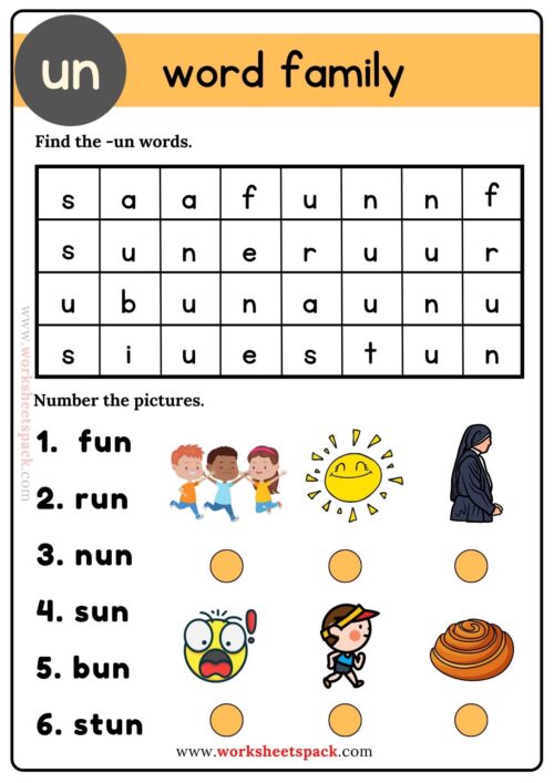 Un Word Family Word Search Puzzle - worksheetspack