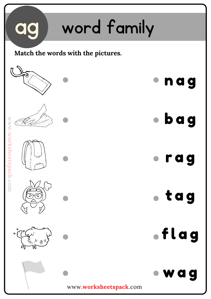 Ag Words Picture Match Activities