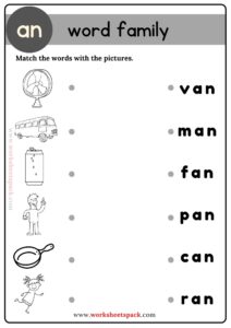 Free An Word Family Matching Worksheets - Worksheetspack