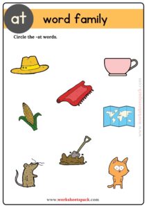 At Word Family Coloring Activities For Kindergarten - Worksheetspack