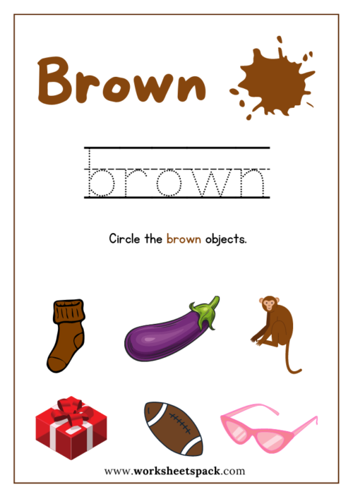 Color brown worksheet PDF