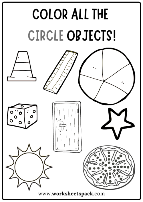 Circle Shape Objects Coloring Activities