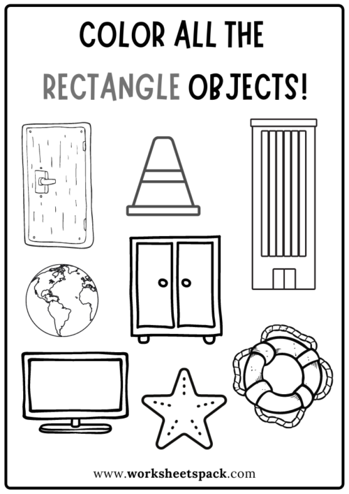 Rectangle Shape Objects Coloring Activities