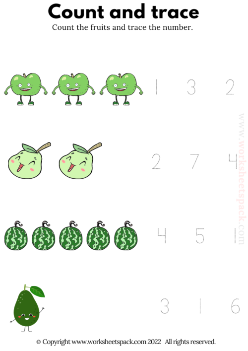 Green Fruits Counting Activities