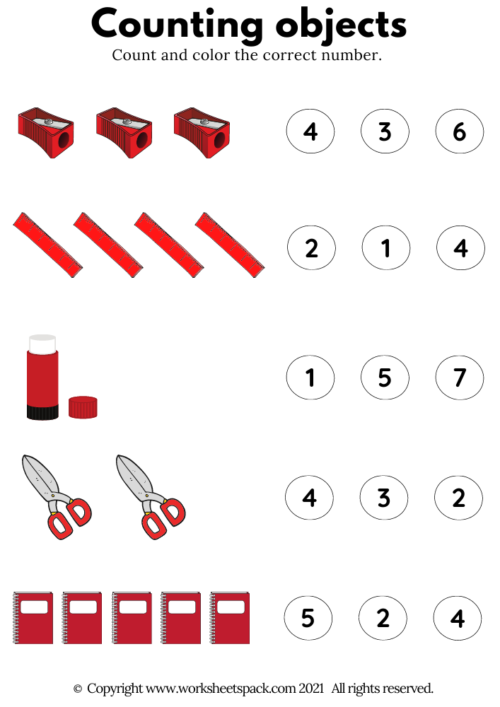 Counting Objects PDF, Red Figures Count