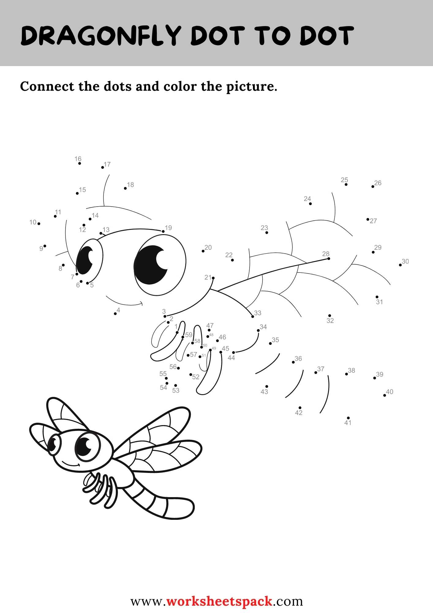 Free Insect Dot to Dot Page for Preschool - worksheetspack