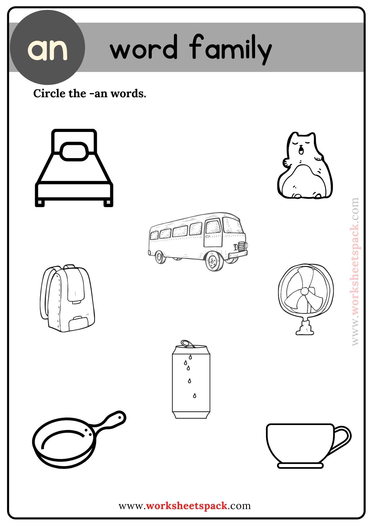 An Word Family Find and Circle Pictures - worksheetspack