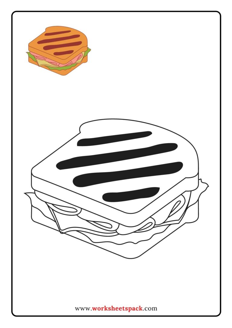 Free Food and Drink Coloring Pages PDF - worksheetspack