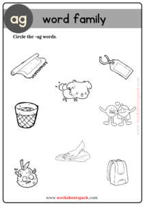 Ag Word Family Find and Circle Pictures Game - worksheetspack