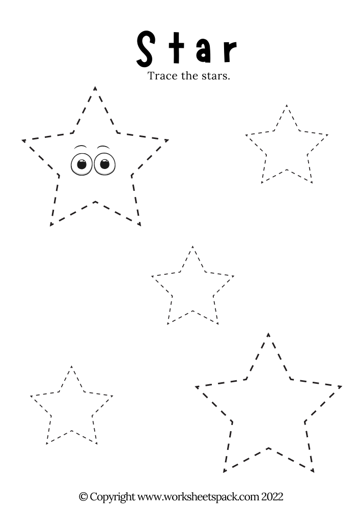 Free Star Tracing Template Worksheets Printable