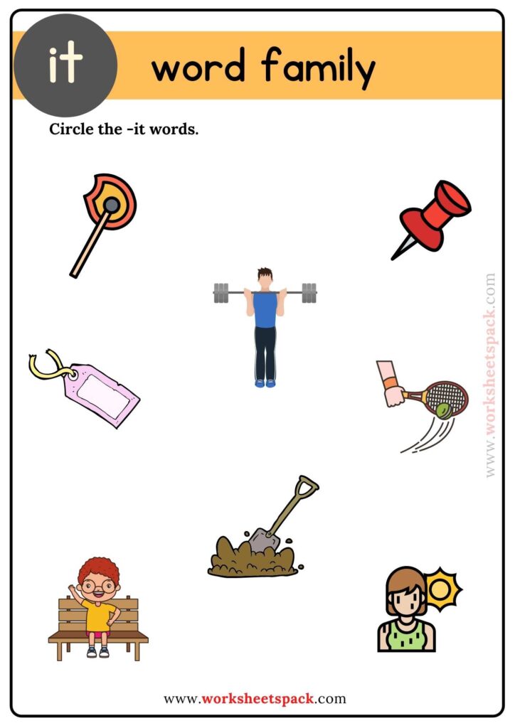 It Word Family Find and Circle Pictures Worksheet