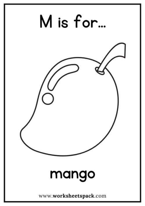 M is for Mango Drawing and Coloring