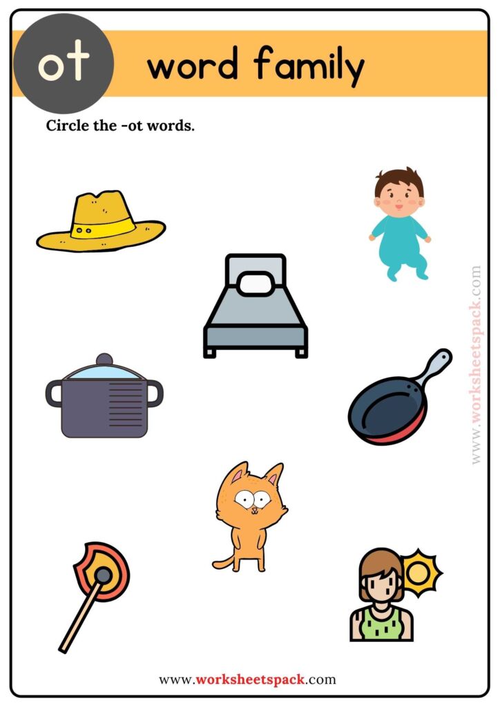 Ot Word Family Find and Circle Pictures