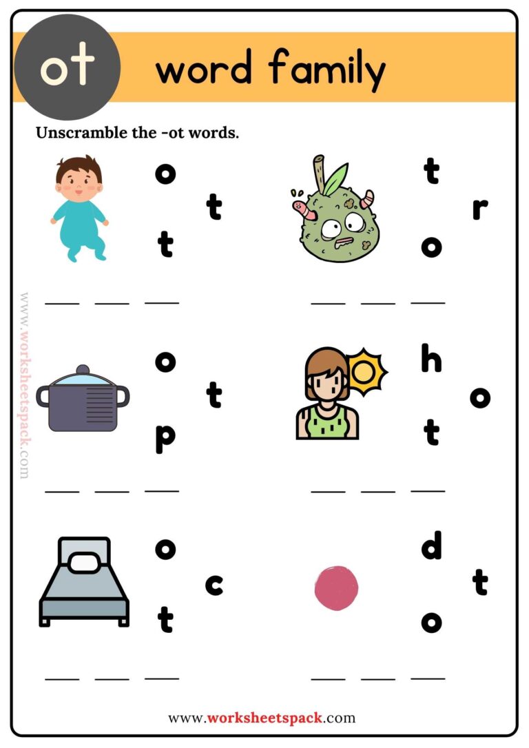 Free Ot Word Family Sentences - Worksheetspack