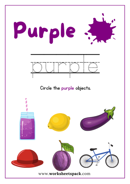 Color purple worksheet PDF