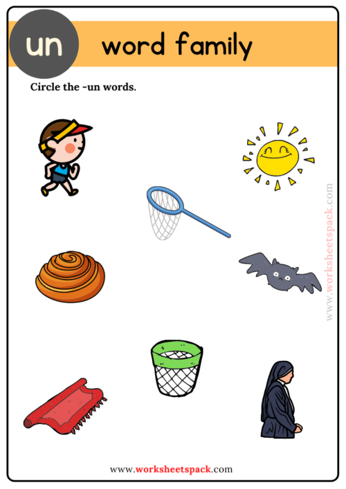 Un Word Family Picture Worksheets