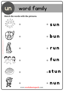 Free Un Word Family Matching Activity Worksheets - worksheetspack