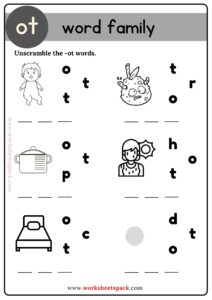 Ot Word Family Unscramble the Words - worksheetspack
