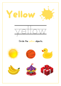 Color yellow worksheet PDF