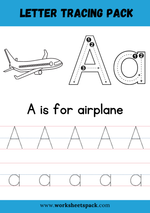 A is for airplane coloring and tracing sheets