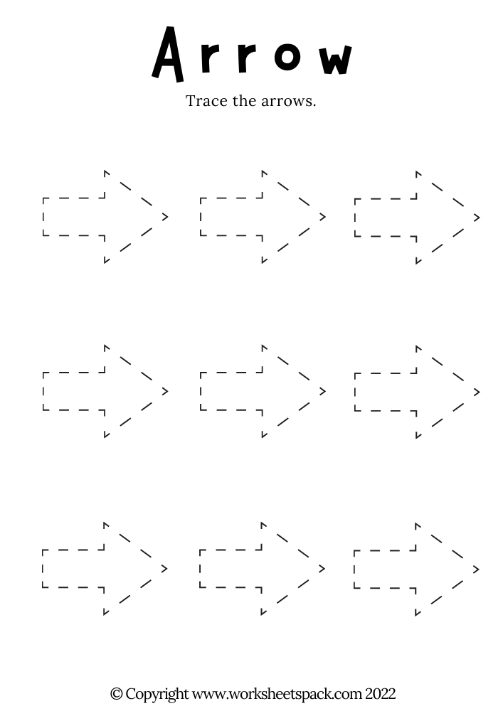 Arrow Shape Worksheets for Kindergarten