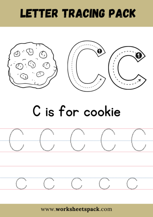 C is for cookie coloring and tracing sheets