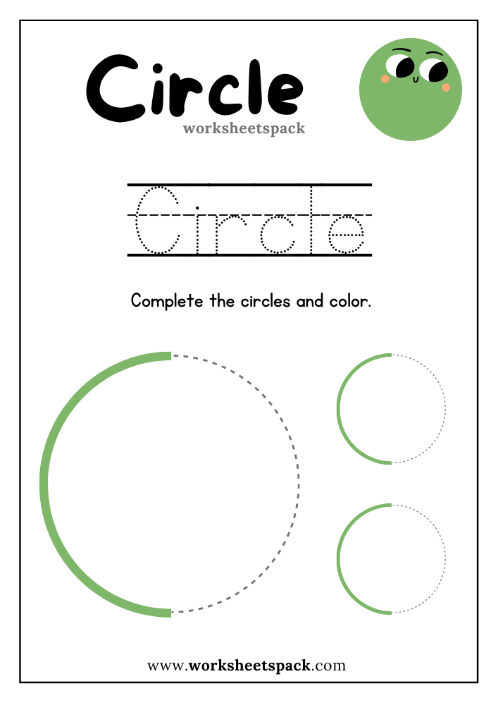 Complete the Circle Shapes Worksheet, Circle Shape Activity for Kindergarten.