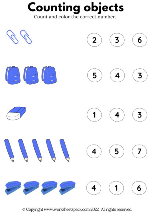 Counting Objects PDF, Blue Figures Count