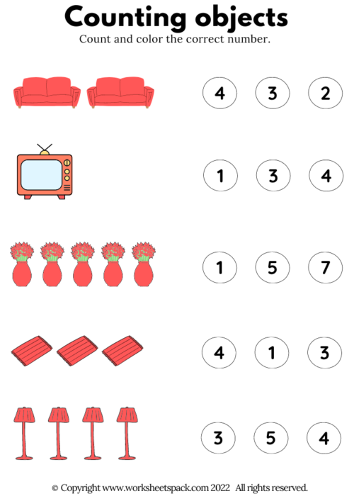 Counting Objects PDF, Coral Red Figures Count