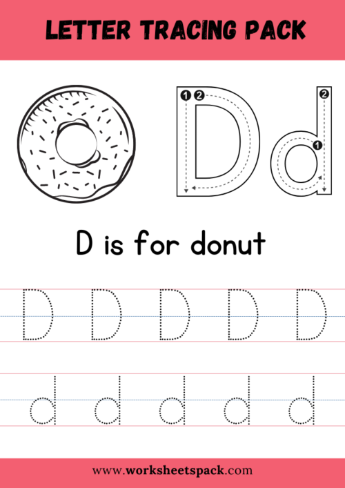 D is for donut coloring and tracing sheets