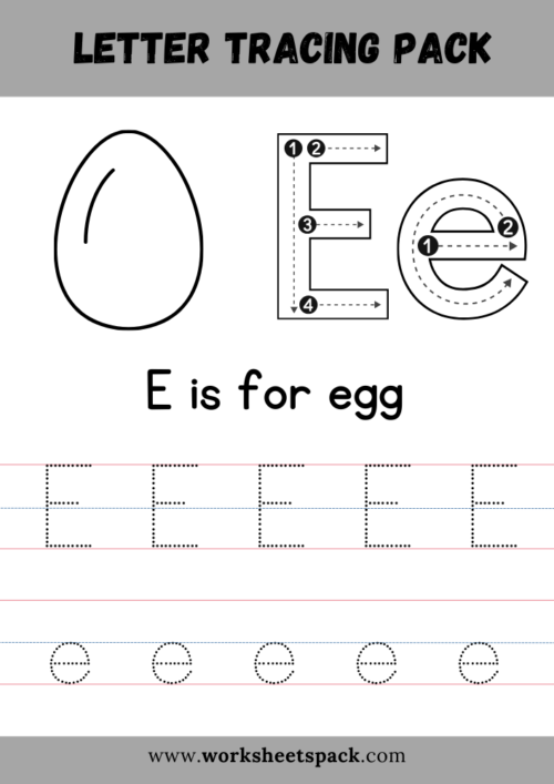 E is for egg coloring and tracing sheets