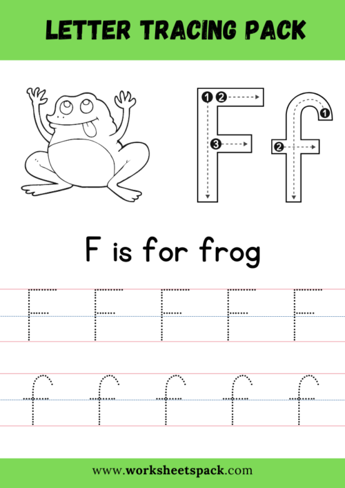 F is for frog coloring and tracing sheets