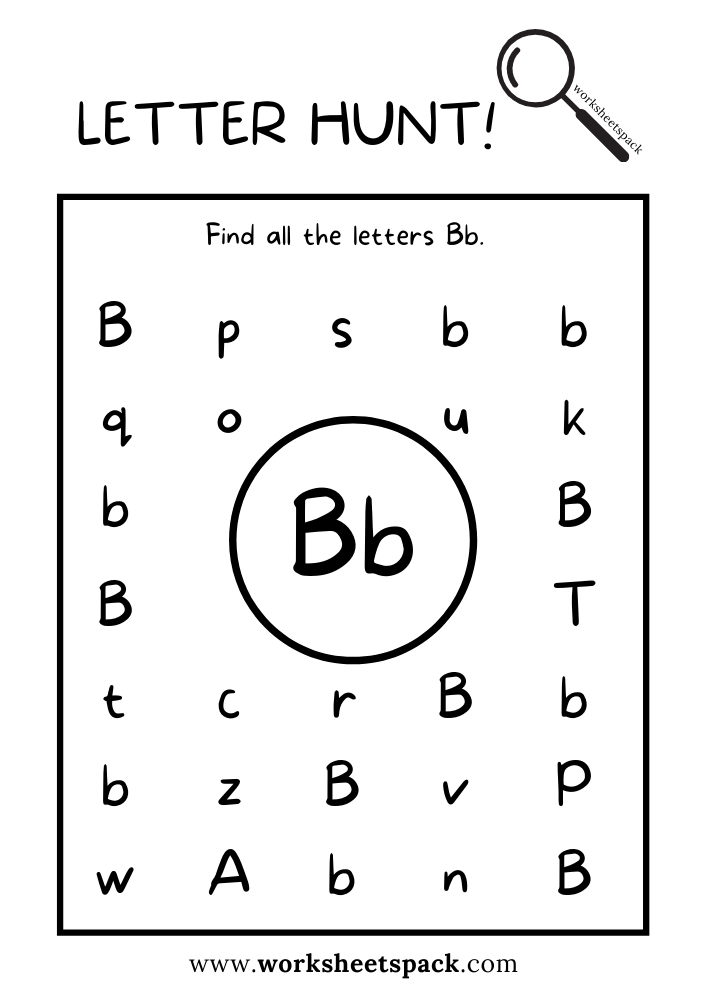 Find the Letter B Worksheet, Alphabet B Hunt Activity Free Printable ...