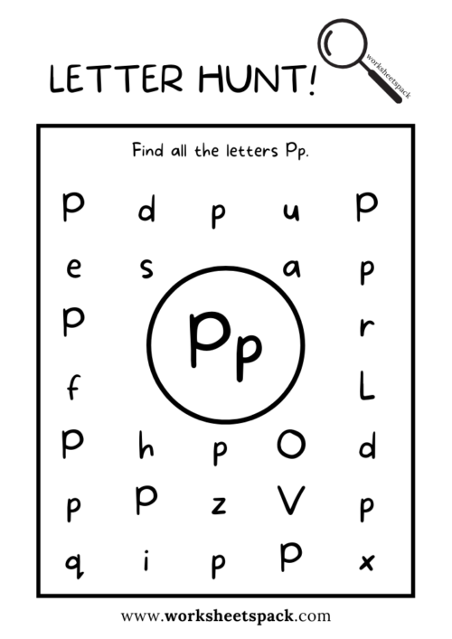 Uppercase and Lowercase Letter P Hunt