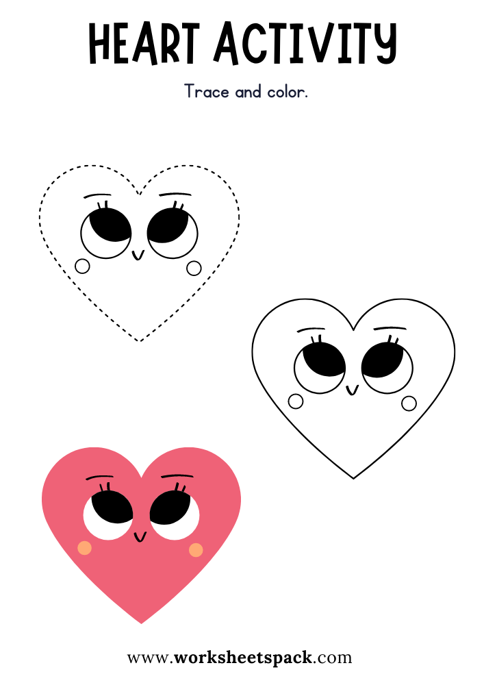 Free Heart Shape Activity Educational Worksheet PDF for Students