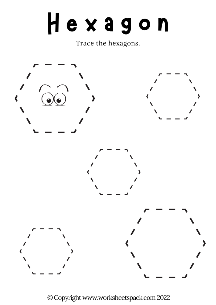 Free Hexagon Tracing Worksheet PDF
