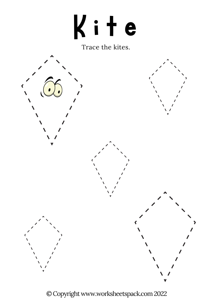 Free Kite Tracing Worksheet PDF