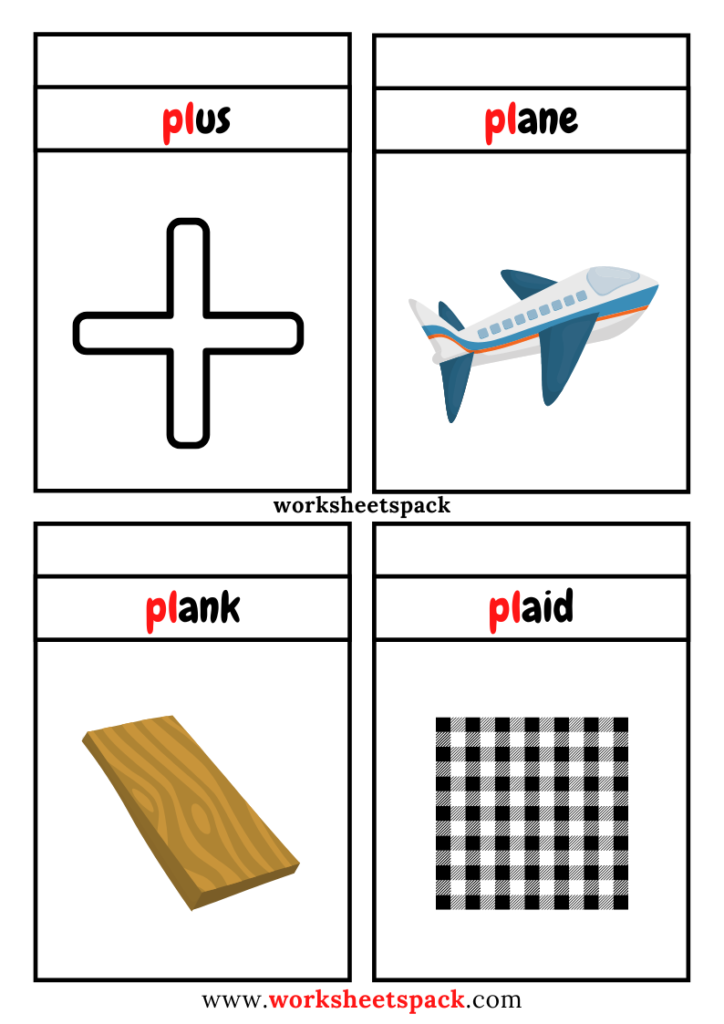 Free Pl Blend Words with Pictures, Pl Consonant Blend Flashcards