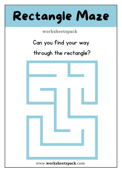 Rectangle shape printable mazes PDF easy