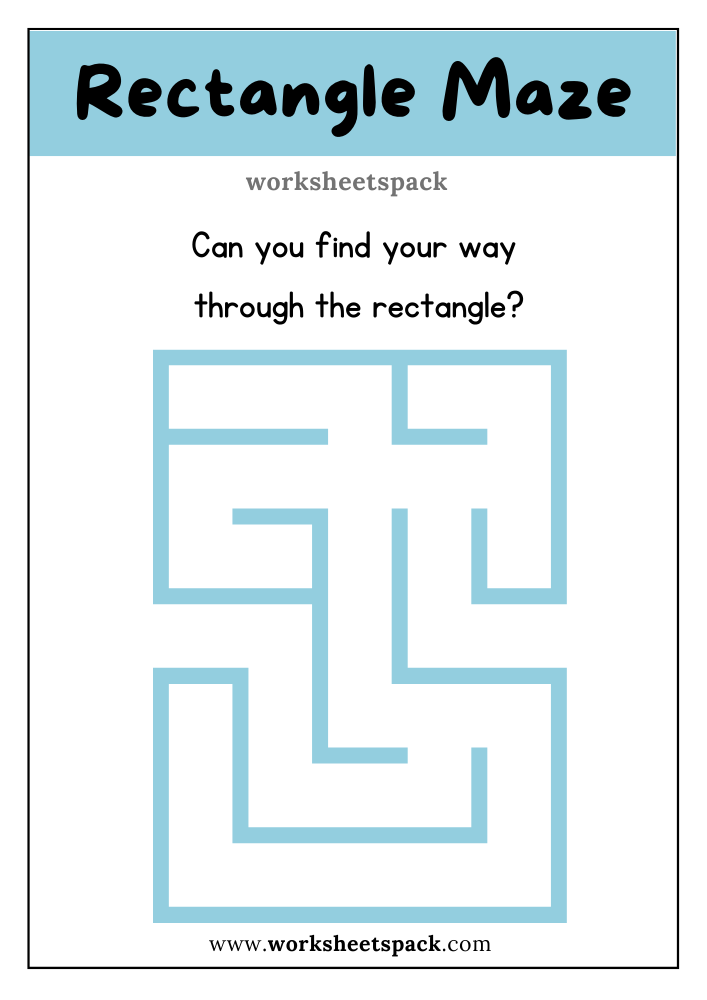 Free Rectangle Printable Mazes PDF, Rectangle Maze for Kids.