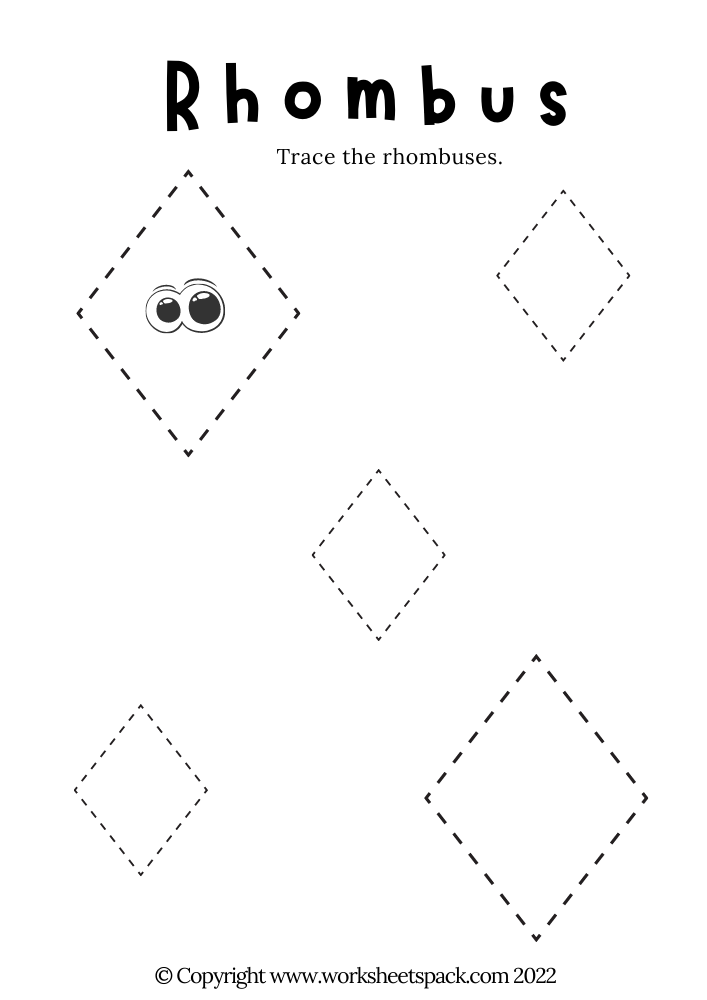 Free Rhombus Tracing Worksheet PDF