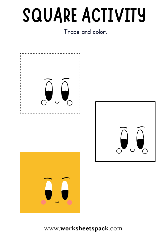 Free Square Shape Activity Educational Worksheet PDF for Students