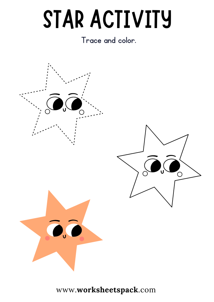 Free Star Shape Activity Educational Worksheet PDF for Students