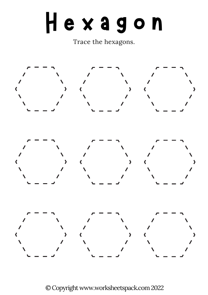 Hexagon Shape Worksheets Printable for Kids
