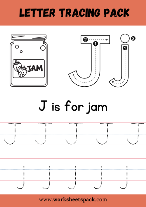 J is for jam coloring and tracing sheets