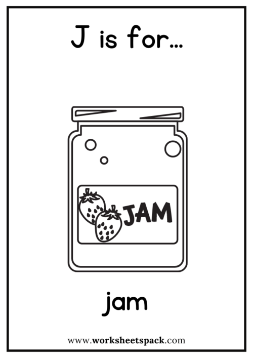 J is for Jam Coloring Picture