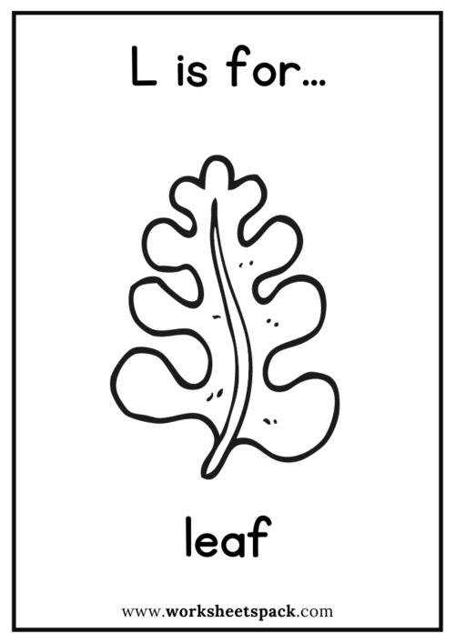 L is for Leaf Coloring Picture