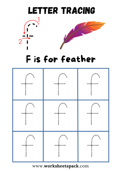 Alphabet tracing lowercase letter f